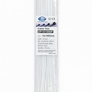 DUPRO NYLON CABLE TIE 1000X10 100PCS/BAG WHITE