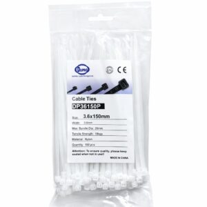 DUPRO NYLON CABLE TIE 150X3.6 100PCS/BAG WHITE