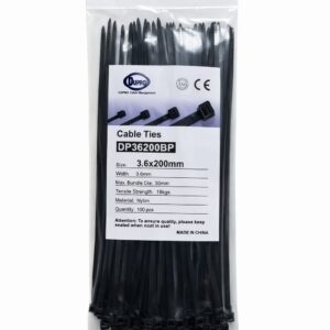 DUPRO NYLON CABLE TIE 200X3.6 100PCS/BAG BLACK