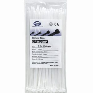 DUPRO NYLON CABLE TIE 200X3.6 100PCS/BAG WHITE