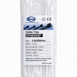 DUPRO NYLON CABLE TIE 500X4.8 100PCS/BAG WHITE