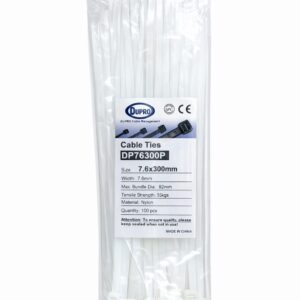 DUPRO NYLON CABLE TIE 300X7.6 100PCS/BAG WHITE