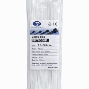 DUPRO NYLON CABLE TIE 500X7.6 100PCS/BAG WHITE